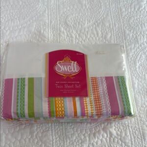 Swell Pink and Green Striped Sheet Set